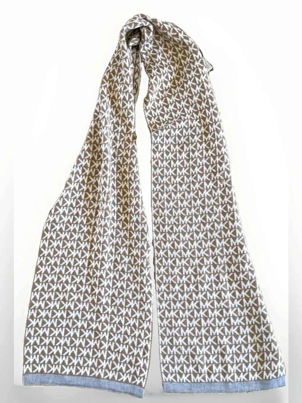 Michael Michael Kors MK Logo Knit Scarf Camel & White